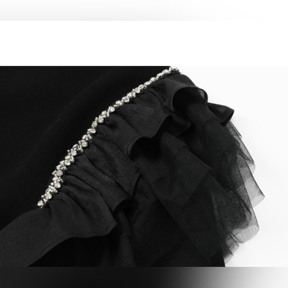 Black Ruffled Rhinestone Sweatshirt - Picture 2 of 5